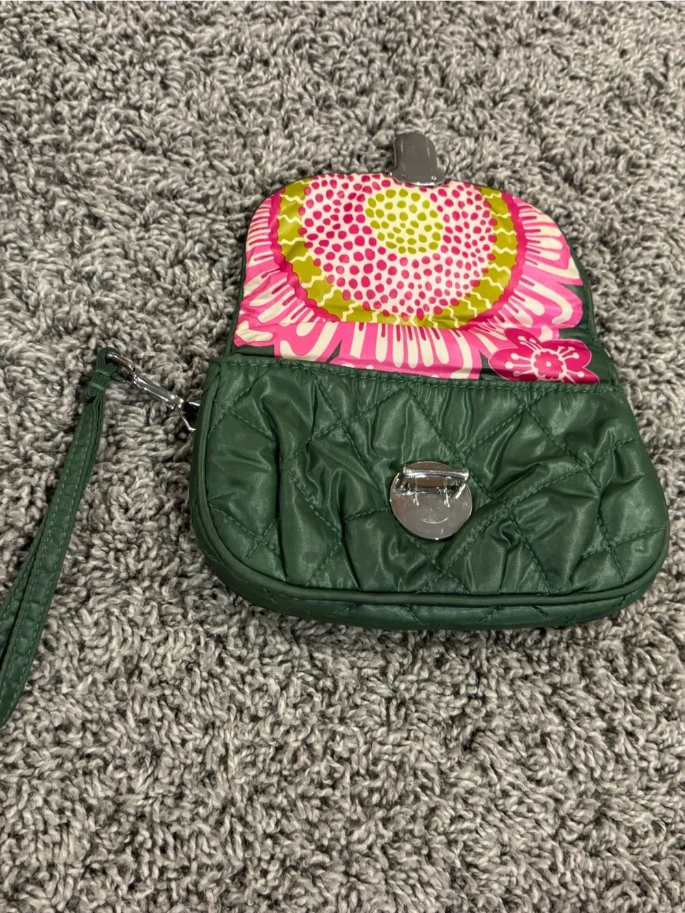 Vera Bradley Green Quilted Wristlet Clutch